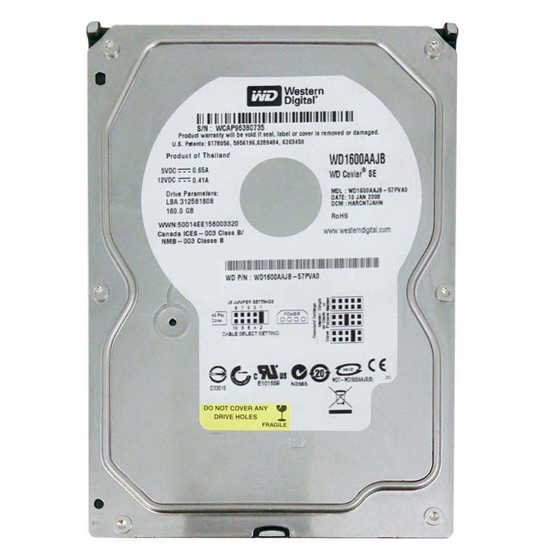 Western Digital - 160GB 7.2K IDE 3.5" 8MB Cache Hard Drive - WD1600AAJB-57PVA0