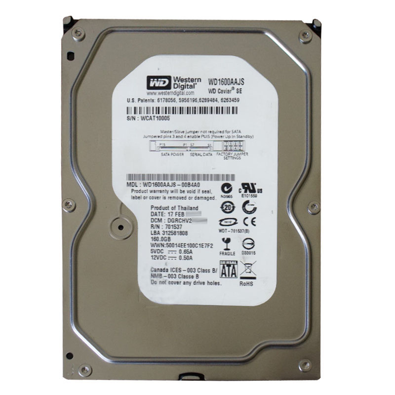 Western Digital - 160GB 7.2K SATA 3.0Gbps 3.5" 8MB Hard Drive - WD1600AAJS-00B4A0