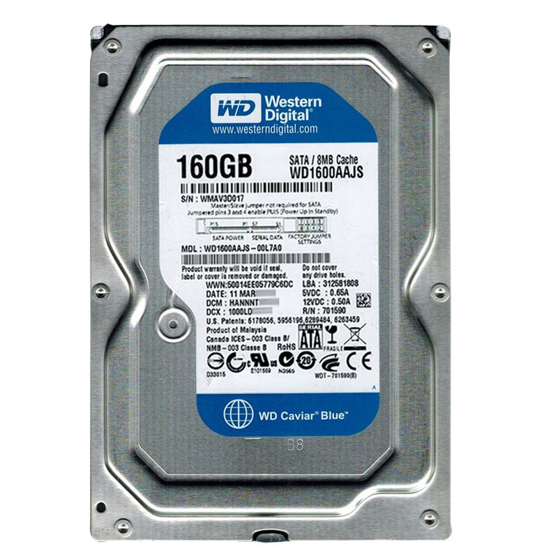 Western Digital - 160GB 7.2K SATA 3.0Gbps 3.5" 8MB Hard Drive - WD1600AAJS-00L7A0