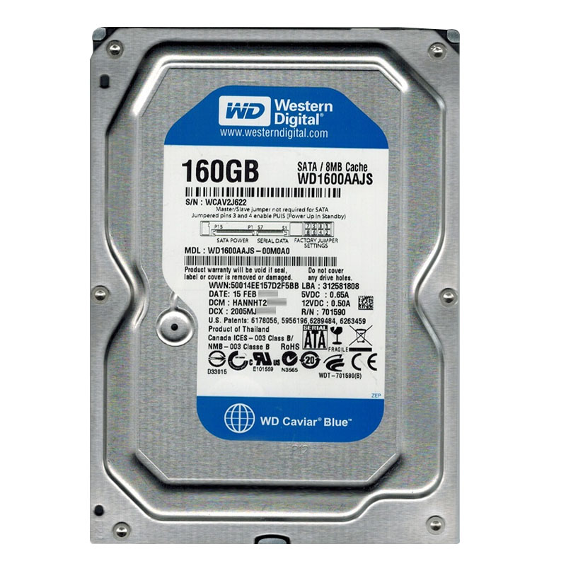 Western Digital - 160GB 7.2K SATA 3.0Gbps 3.5" 8MB Hard Drive - WD1600AAJS-00M0A0