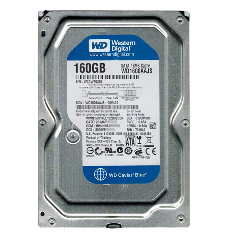 Western Digital - 160GB 7.2K SATA 3.0Gbps 3.5" 8MB Hard Drive - WD1600AAJS-00V4A0