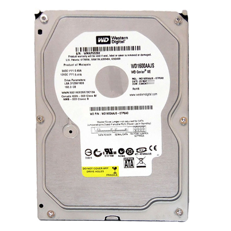 Western Digital - 160GB 7.2K SATA 3.0Gbps 3.5" 8MB Hard Drive - WD1600AAJS-07PSA0