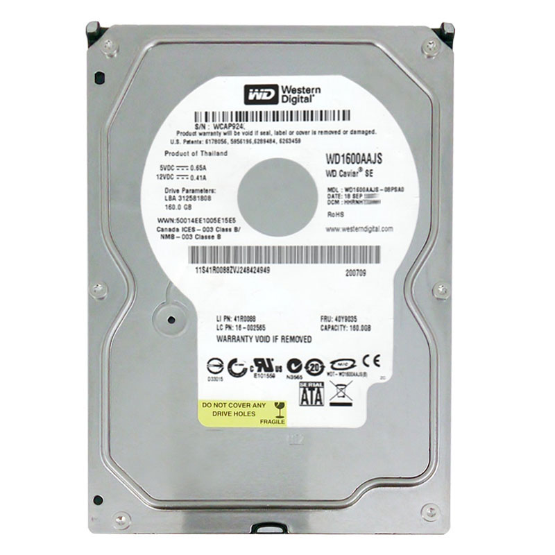 Western Digital - 160GB 7.2K SATA 3.0Gbps 3.5" 8MB Hard Drive - WD1600AAJS-08PSA0