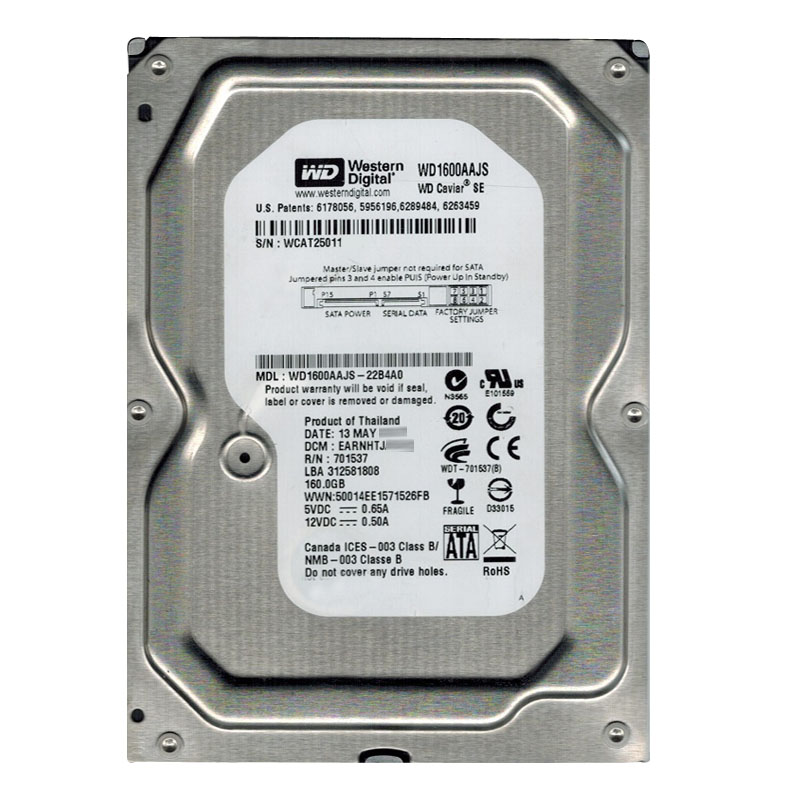 Western Digital - 160GB 7.2K SATA 3.0Gbps 3.5" 8MB Hard Drive - WD1600AAJS-22B4A0