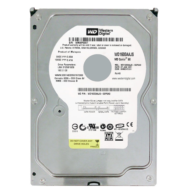 Western Digital - 160GB 7.2K SATA 3.0Gbps 3.5" 8MB Hard Drive - WD1600AAJS-55PSA0