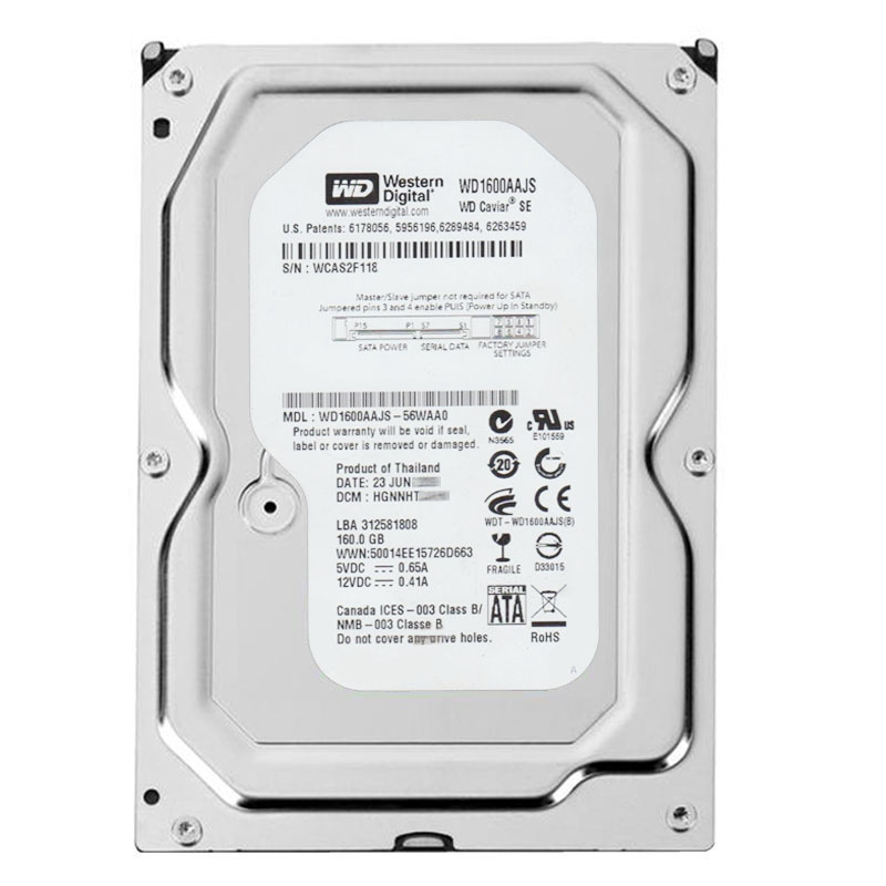 Western Digital - 160GB 7.2K SATA 3.0Gbps 3.5" 8MB Hard Drive - WD1600AAJS-56WAA0