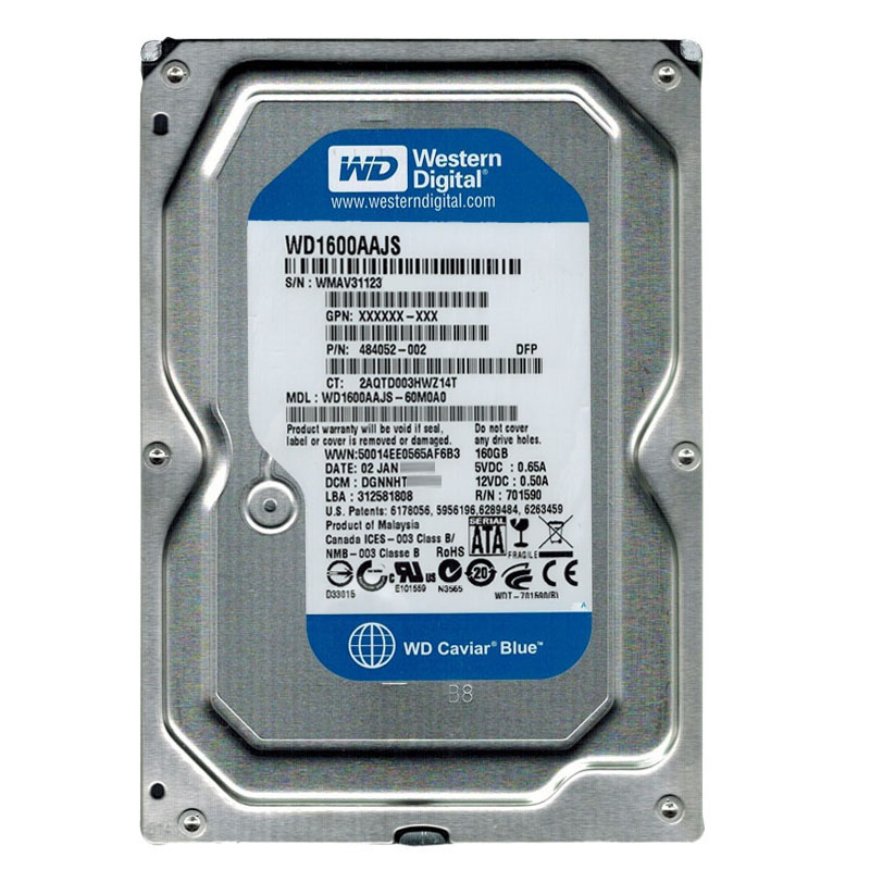 Western Digital - 160GB 7.2K SATA 3.0Gbps 3.5" 8MB Hard Drive - WD1600AAJS-60M0A0