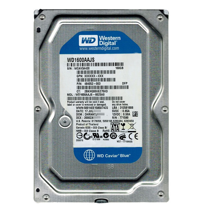 Western Digital - 160GB 7.2K SATA 3.0Gbps 3.5" 8MB Hard Drive - WD1600AAJS-60Z0A0