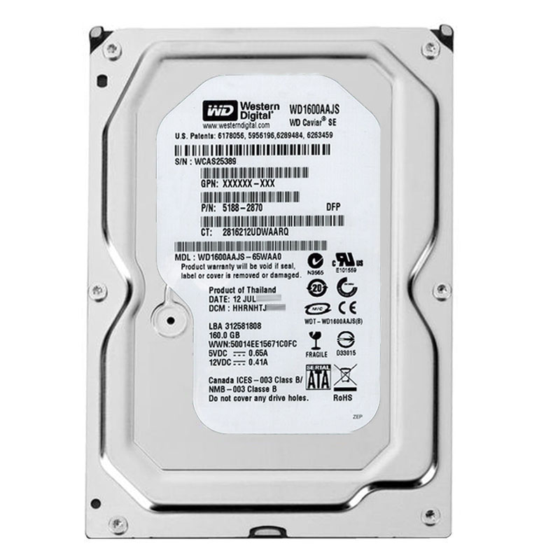 Western Digital - 160GB 7.2K SATA 3.0Gbps 3.5" 8MB Hard Drive - WD1600AAJS-65WAA0