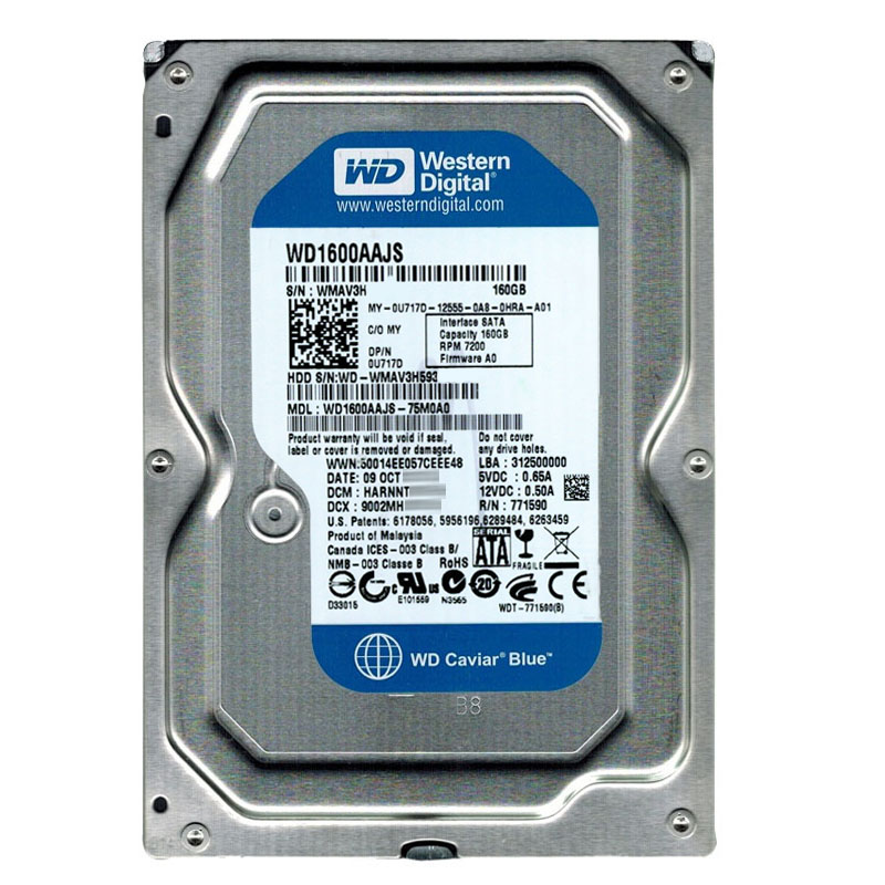 Western Digital - 160GB 7.2K SATA 3.0Gbps 3.5" 8MB Hard Drive - WD1600AAJS-75M0A0