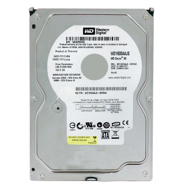 Western Digital - 160GB 7.2K SATA 3.0Gbps 3.5" 8MB Hard Drive - WD1600AAJS-98PSA0