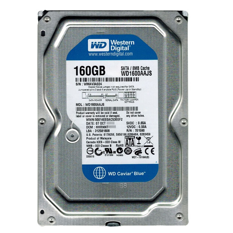 Western Digital - 160GB 7.2K SATA 3.0Gbps 3.5" 8MB Hard Drive - WD1600AAJS