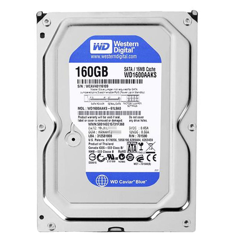 Western Digital - 160GB 7.2K SATA 3.0Gbps 3.5" 16MB Hard Drive - WD1600AAKS-61L9A0