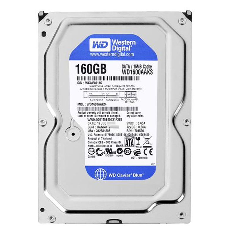 Western Digital - 160GB 7.2K SATA 3.0Gbps 3.5" 16MB Hard Drive - WD1600AAKS