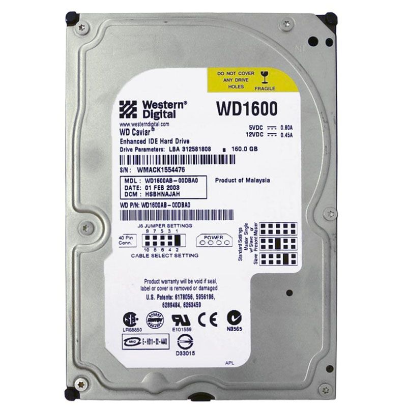 Western Digital - 160GB 5.4K 3.5" Hard Drive - WD1600AB-00GTA0