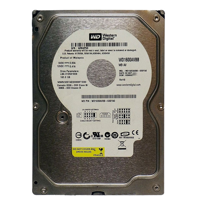 Western Digital - 160GB 7.2K Ultra-ATA/100 3.5" 2MB Cache Hard Drive - WD1600AVBB-63SYA0