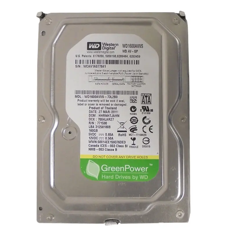 WD1600AVVS-73L2B0.jpg Western Digital - 160GB 7.2K SATA 3.0Gbps 3.5" 8MB Cache Hard Drive - WD1600AVVS-73L2B0 - Image 1