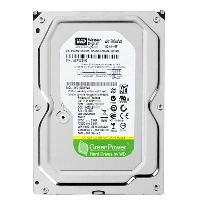 Western Digital - 160GB 7.2K SATA 3.0Gbps 3.5" 8MB Hard Drive - WD1600AVVS