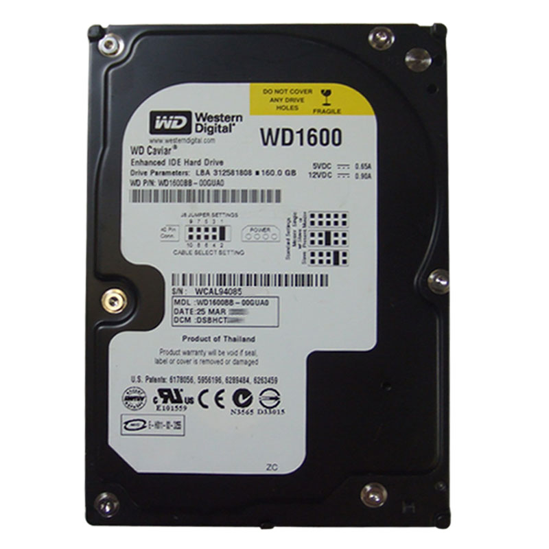 Western Digital - 160GB 7.2K EIDE 3.5" 2MB Cache Hard Drive - WD1600BB-00GUA0