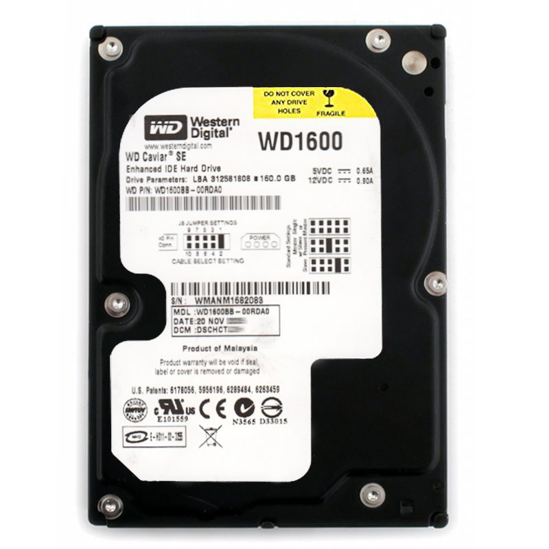 Western Digital - 160GB 7.2K EIDE 3.5" 2MB Cache Hard Drive - WD1600BB-00RDA0
