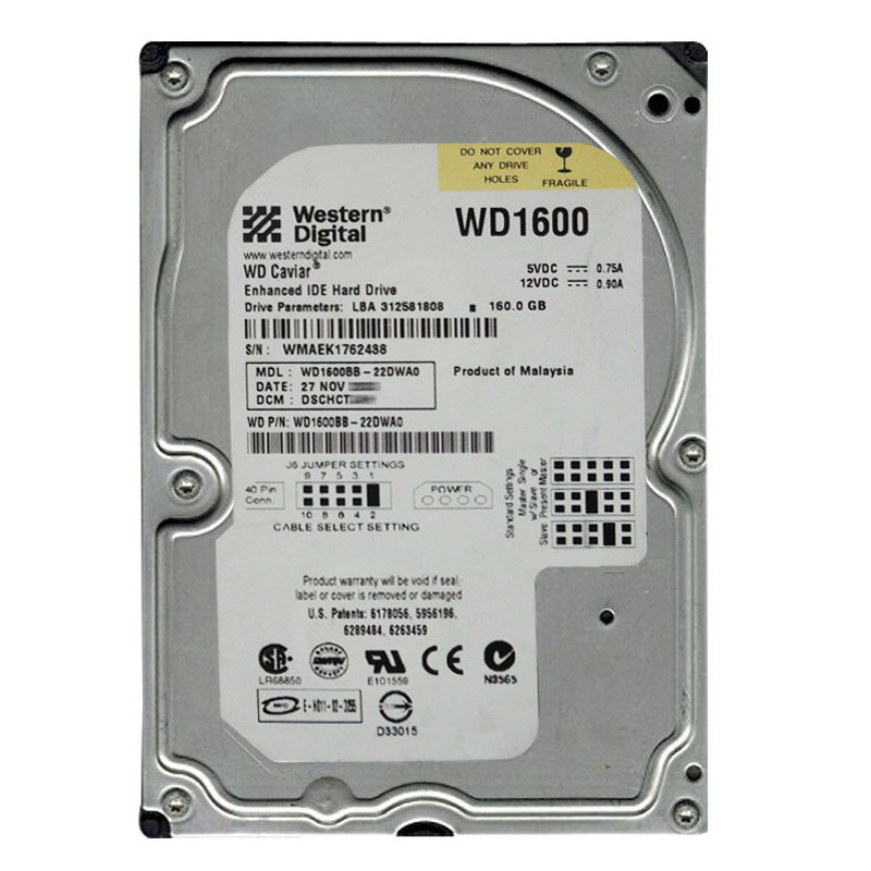 Western Digital - 160GB 7.2K EIDE 3.5" 2MB Cache Hard Drive - WD1600BB-22DWA0