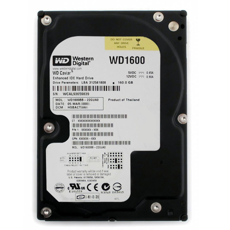 Western Digital - 160GB 7.2K EIDE 3.5" 2MB Cache Hard Drive - WD1600BB-22GUA0