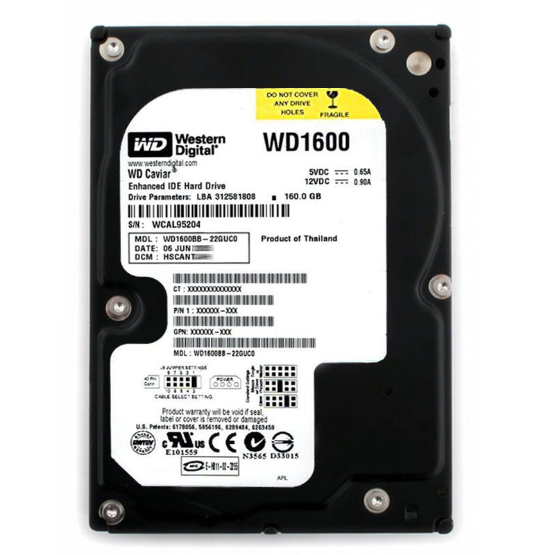 Western Digital - 160GB 7.2K EIDE 3.5" 2MB Cache Hard Drive - WD1600BB-22GUC0