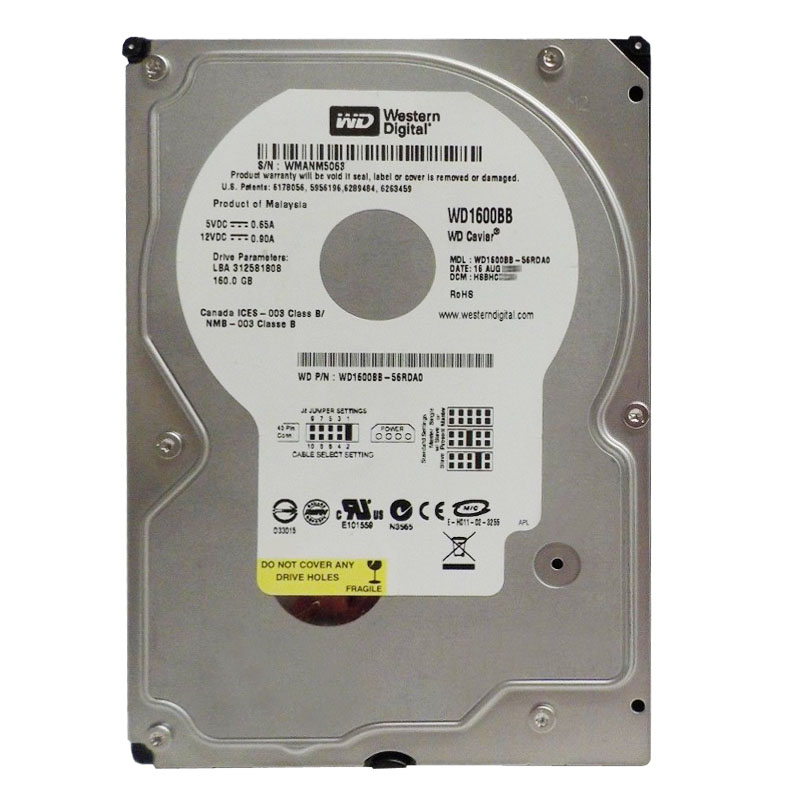 Western Digital - 160GB 7.2K ATA/100 3.5" 2MB Cache Hard Drive - WD1600BB-56RDA0