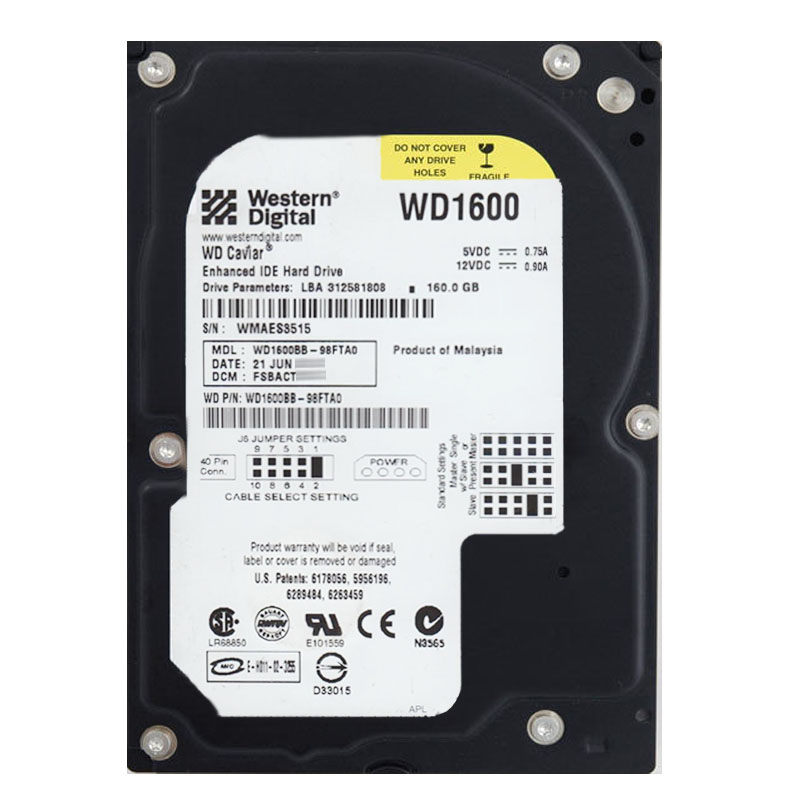 Western Digital - 160GB 7.2K IDE 3.5" 2MB Cache Hard Drive - WD1600BB-98FTA0