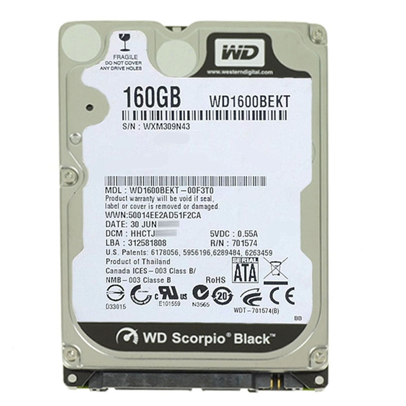 Western Digital - 160GB 7.2K SATA 3.0Gbps 2.5" 16MB Hard Drive - WD1600BEKT-00F3T0