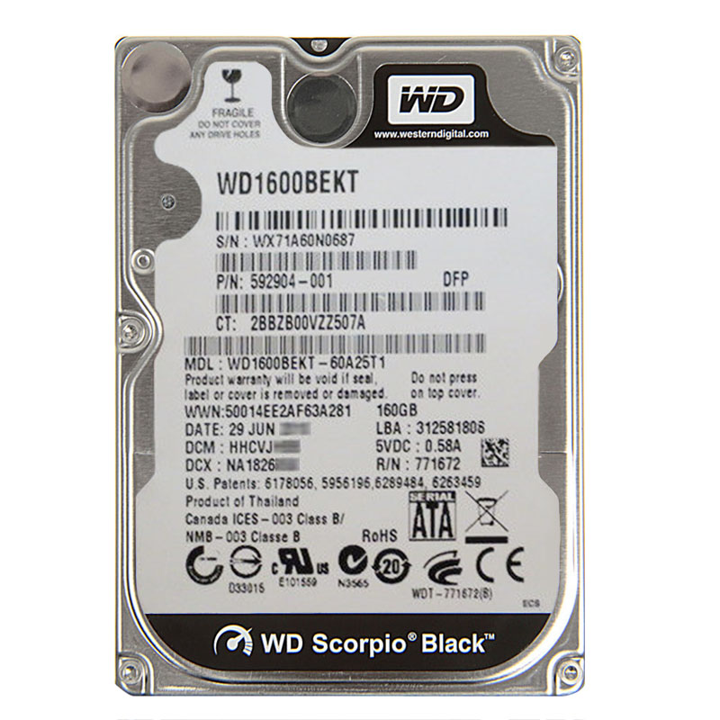 Western Digital - 160GB 7.2K SATA 3.0Gbps 2.5" 16MB Cache Hard Drive - WD1600BEKT-60A25T1