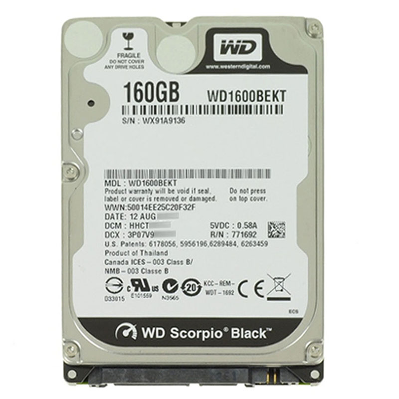 Western Digital - 160GB 7.2K SATA 3.0Gbps 2.5" 16MB Hard Drive - WD1600BEKT