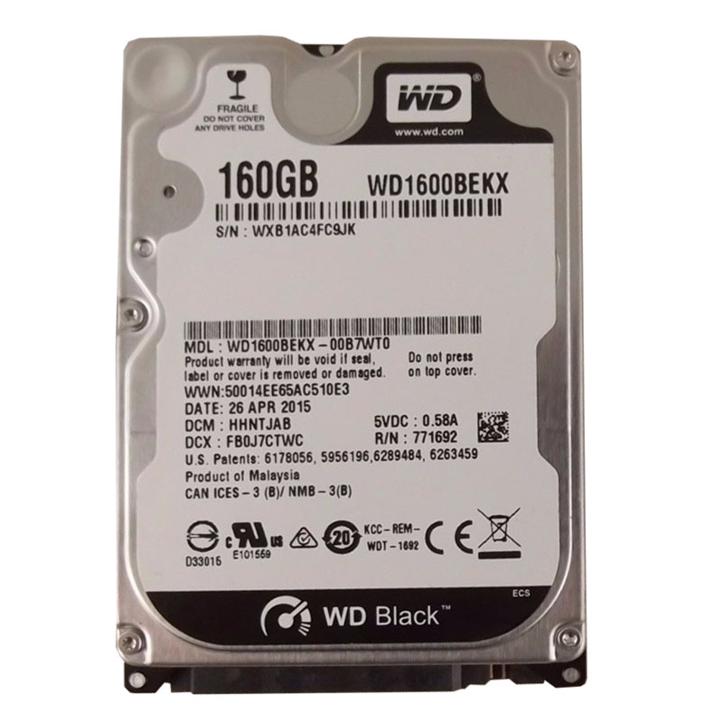 Western Digital - 160GB 7.2K SATA 2.5" 16MB Cache Hard Drive - WD1600BEKX-00B7WT0