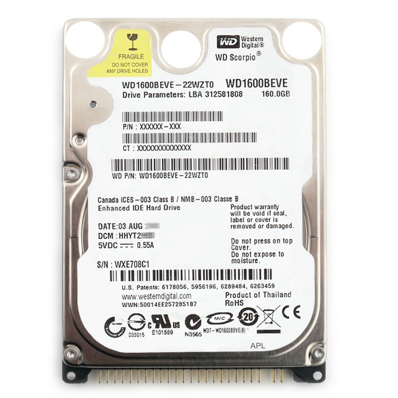 Western Digital - 160GB 5.4K Ultra-ATA/100 2.5" 8MB Cache Hard Drive - WD1600BEVE-22WZT0