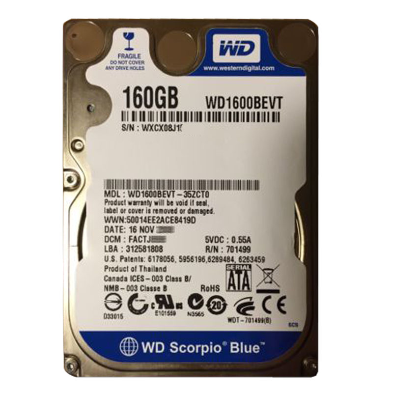 Western Digital - 160GB 5.4K SATA 3.0Gbps 2.5" 8MB Hard Drive - WD1600BEVT-35ZCT0
