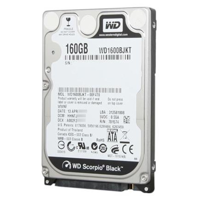 Western Digital - 160GB 7.2K SATA 3.0Gbps 2.5" 16MB Hard Drive - WD1600BJKT-00F4T0
