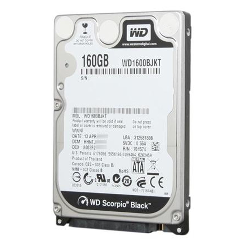 Western Digital - 160GB 7.2K SATA 3.0Gbps 2.5" 16MB Hard Drive - WD1600BJKT