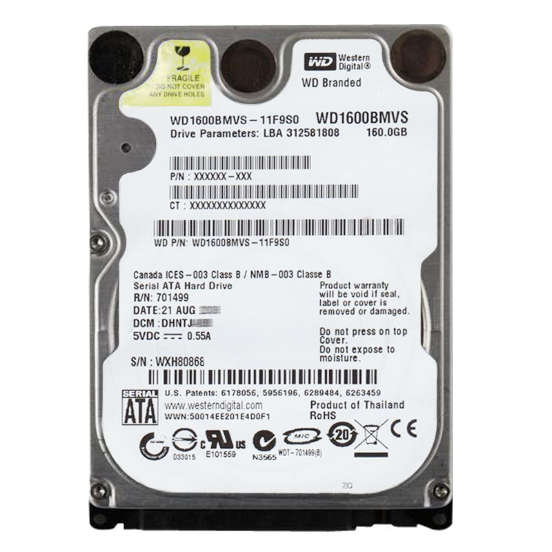 Western Digital - 160GB 5.4K SATA 2.5" 8MB Hard Drive - WD1600BMVS-11F9S0
