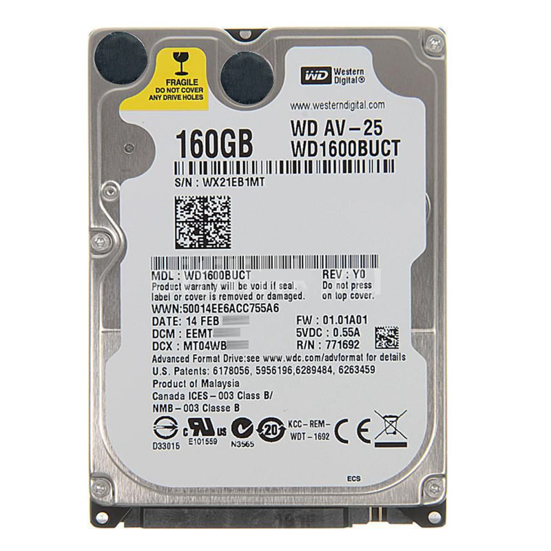 Western Digital - 160GB 5.4K SATA 3.0Gbps 2.5" 16MB Hard Drive - WD1600BUCT
