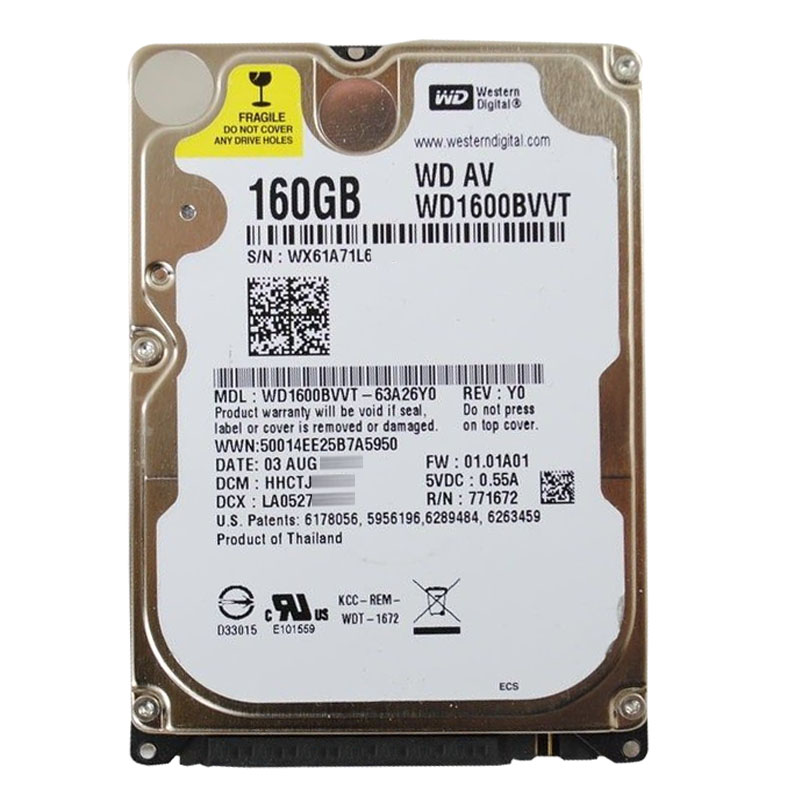 Western Digital - 160GB 5.4K SATA 3.0Gbps 2.5" 8MB Hard Drive - WD1600BVVT-63A26Y0