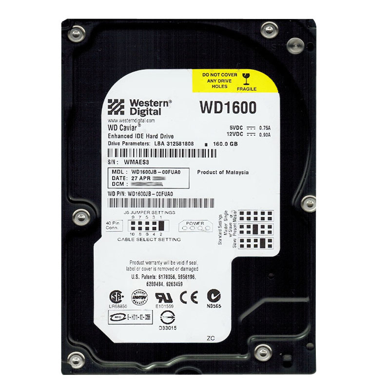 Western Digital - 160GB 7.2K IDE 3.5" 8MB Cache Hard Drive - WD1600JB-00FUA0