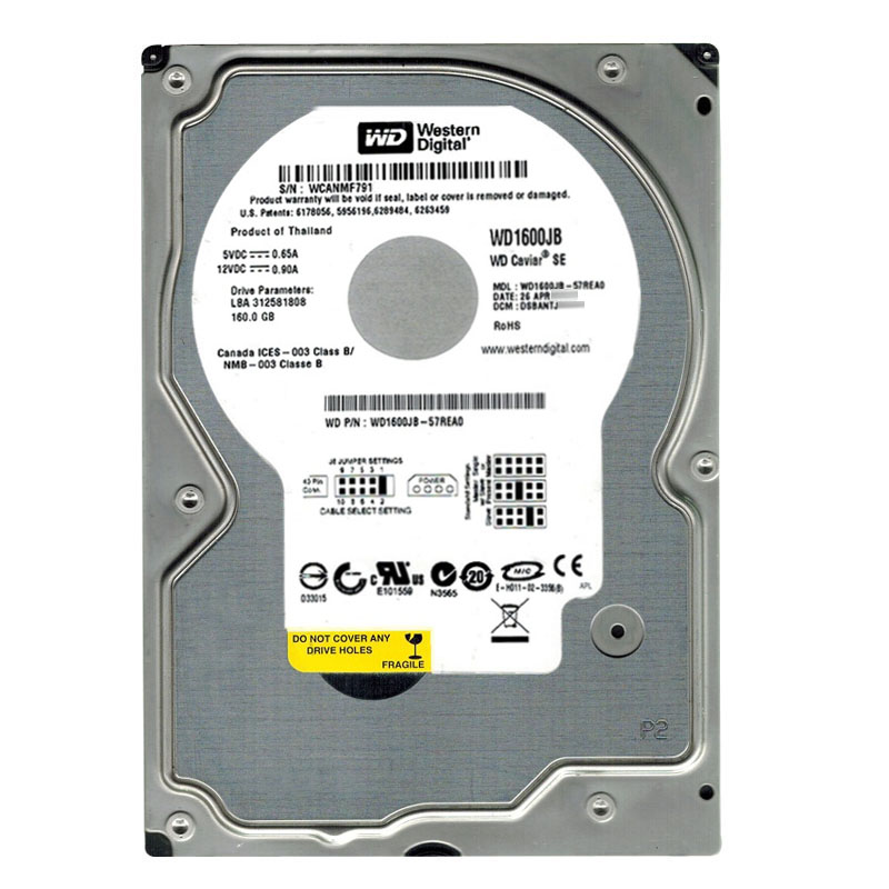 Western Digital - 160GB 7.2K EIDE 3.5" 8MB Cache Hard Drive - WD1600JB-57REA0