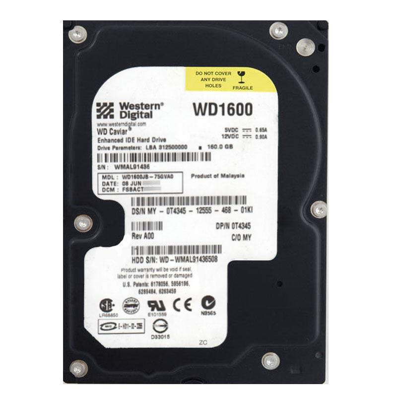 Western Digital - 160GB 7.2K EIDE 3.5" 8MB Cache Hard Drive - WD1600JB-75GVA0