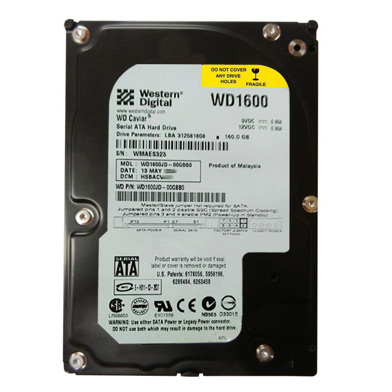 Western Digital - 160GB 7.2K SATA 1.5Gbps 3.5" 8MB Hard Drive - WD1600JD-00GBB0