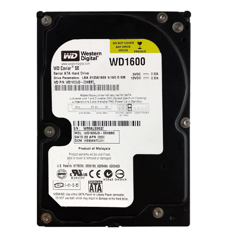 Western Digital - 160GB 7.2K SATA 1.5Gbps 3.5" 8MB Hard Drive - WD1600JD-00HBB0