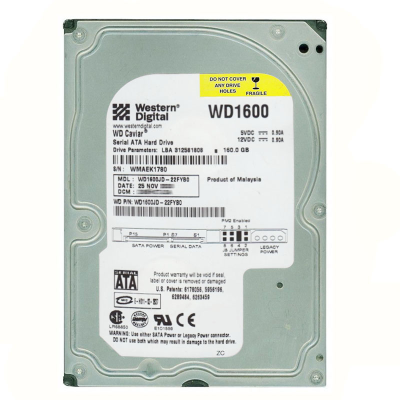 Western Digital - 160GB 7.2K SATA 1.5Gbps 3.5" 8MB Cache Hard Drive - WD1600JD-22FYB0