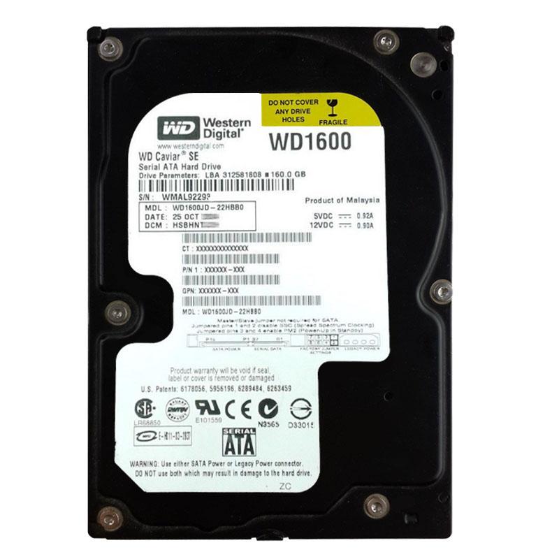 Western Digital - 160GB 7.2K SATA 1.5Gbps 3.5" 8MB Hard Drive - WD1600JD-22HBB0