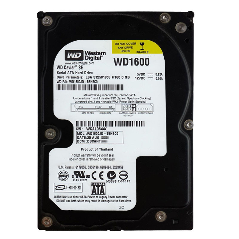 Western Digital - 160GB 7.2K SATA 1.5Gbps 3.5" 8MB Hard Drive - WD1600JD-55HBC0