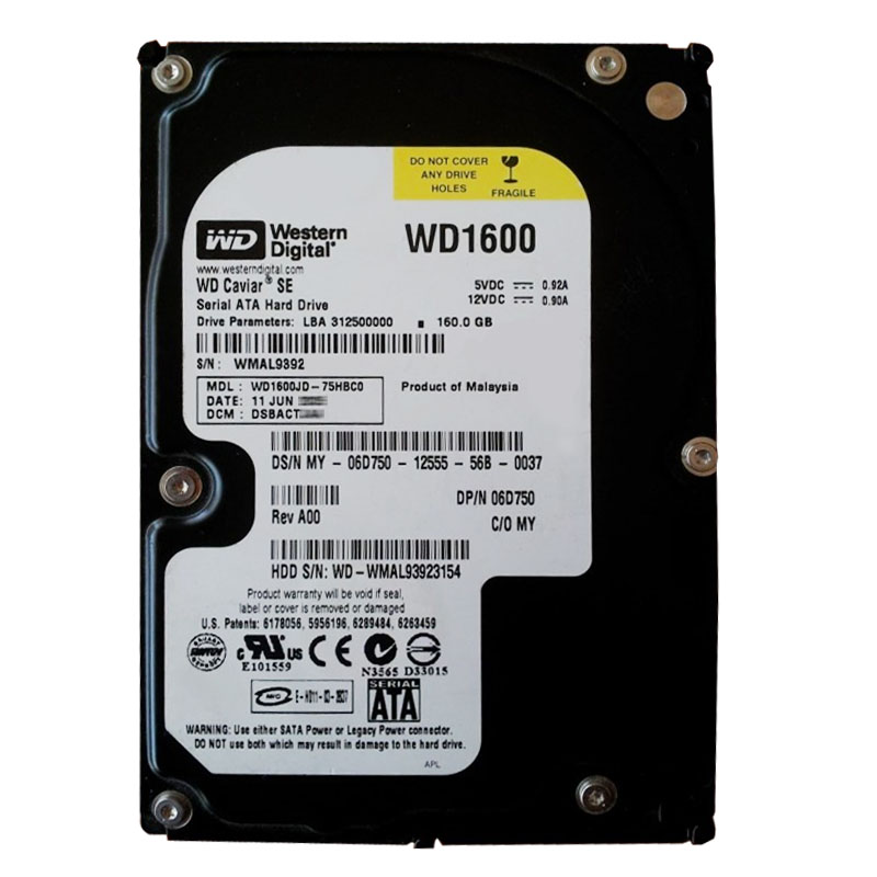Western Digital - 160GB 7.2K SATA 1.5Gbps 3.5" 8MB Hard Drive - WD1600JD-75HBC0