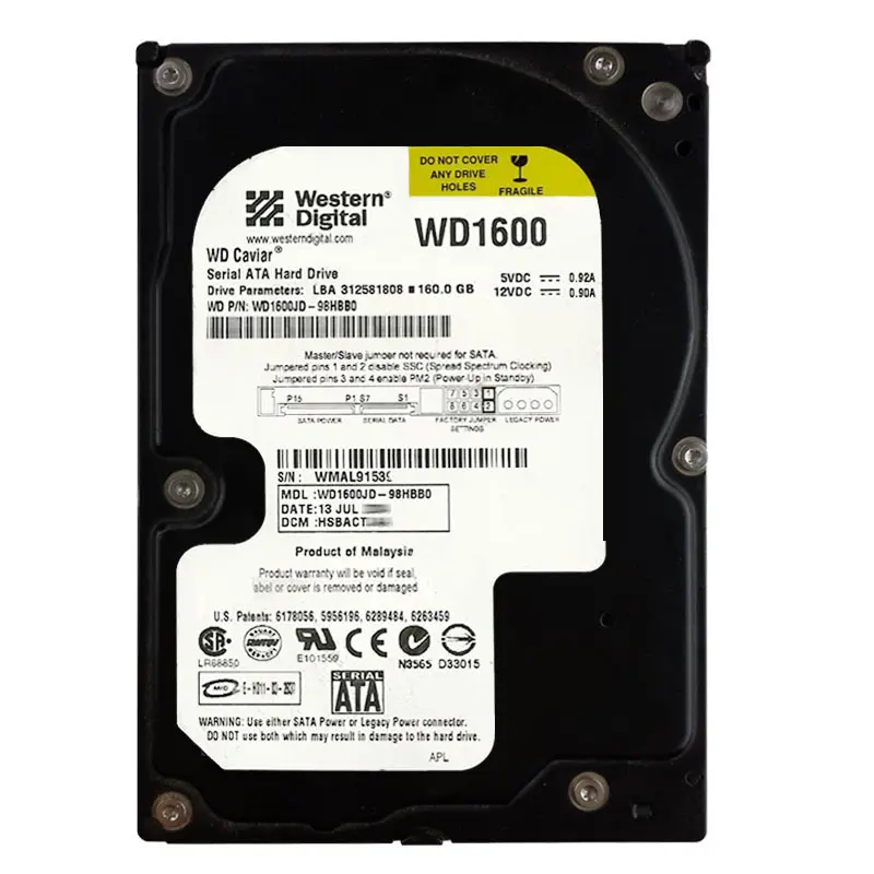 WD1600JD-98HBB0.jpg Western Digital - 160GB 7.2K SATA 1.5Gbps 3.5" 8MB Hard Drive - WD1600JD-98HBB0 - Image 1